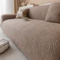 Bruine jacquard pluche stretch bankhoes universele alles-in-één beschermhoes voor woonkamer - 1-zitter (Geschikt voor bankmaat 90-140cm) / Bankhoezen met vloeiende textuur - Koffiebruin