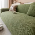 Green jacquard plush stretch sofa slipcover, all-inclusive protective furniture design. - Flowing Texture Sofa Covers - Green