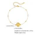 Gold stainless steel shell faux pearl anklet for women summer beach jewelry 21.5+5cm - Conch and Shell Style (JC-293G) / Gold