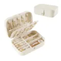 Portable travel jewelry box with multiple compartments for rings, necklaces, and earrings. - 16*11*5cm / White