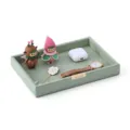 Green leather storage tray with metal tag, stylish valet tray for desktop organization. - Storage Tray / Green
