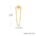 Orecchino a clip cuore perla nappa oro taglia 5.5cm gioiello in acciaio inossidabile - Frangia Cuore Francese (EH-835G03-1)