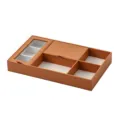 Plateau organisateur de bijoux en cuir PU marron, boîte de rangement cosmétique de bureau. - Boîte de Rangement (sp01346) / Marron