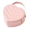Pink heart-shaped travel jewelry box with handle, portable small PU leather ring and case - 10.5*9.5*4.5cm / Orange Pink