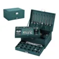 Dark green velvet jewelry box 3 layer storage organizer with lock for rings earrings necklaces - 24*17.6*11.5cm / Green