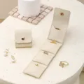Mini travel velvet ring jewelry organizer pouch portable storage bag for earrings rings. - 5*4.6*4.6CM / Off White