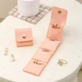 Pink mini travel jewelry pouch portable velvet ring organizer storage box cute display case - 5*4.6*4.6CM / Pink