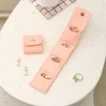 Portable velvet jewelry organizer travel roll pouch pink ring earring storage bag case for women. - Mini Travel Style (yx-EP-00712) / Pink