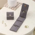 Mini grey velvet jewelry storage bag portable travel ring organizer box with snap button - 5*4.6*4.6CM / Gray