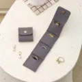 Portable grey velvet jewelry organizer bag, compact travel storage case for rings and earrings. - Mini Pocket Style - Gray