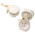 Mini round jewelry box portable bag pendant PU leather cute storage case for rings and earrings - Small Tote - White / 5.5*3.5*10.5cm