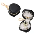 Mini black PU leather jewelry box portable keychain ring earring storage bag pendant showcase - Small Tote - Black / 5.5*3.5*10.5cm