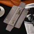 Grey velvet portable jewelry roll travel organizer bag for necklaces, earrings and rings. - Gray