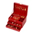 Large capacity red jewelry box with velvet lining, multi-layer storage for rings and necklaces. - 23*17*13.5cm / Burgundy