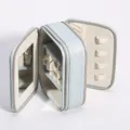Portable travel jewelry box mini leather storage case with mirror for rings and earrings blue - No Logo Version / Blue