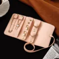 Portable mini velvet jewelry organizer travel case for rings, earrings and necklaces. - Regular Style (yx-EP-00712) / Pink