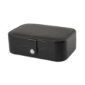 Portable black PU leather travel jewelry box organizer for rings and earrings. - Black