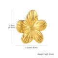 Goldene Edelstahl Blumen Ohrklemme minimalistischer Modeschmuck fuer Damen Alltag - Einzelne Blume Geschnitzter Stil (EH-833G) / 2.3x2.1cm Packung / Gold