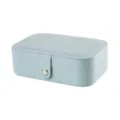 Portable PU leather jewelry box travel organizer for earrings rings and necklaces light blue - Aqua Blue