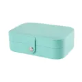 Portable PU leather travel jewelry box, mini storage organizer for earrings rings necklaces. - Light Green