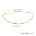 Minimalist gold stainless steel open choker necklace, inner diameter 15cm, width 0.3cm, 21g. - Open Loop / 3mm / Gold