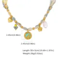 Collier boheme en ruban de soie floral avec pendentifs perle et metal pour femme. - Style 1 (NC-3211G)
