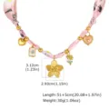 Collier ruban rose bohème avec pendentif fleur et perles dorées, bijoux femme vacances. - Style 3 (NC-3213G)