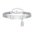 Roestvrijstalen ID Armband met Letter B Hanger en Gegraveerde Ketting voor Kinderen - Letter B / Lengte 12-15cm / Staalkleur