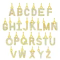 Colgantes de Letras de Circonita Dorada A-Z Abalorios del Alfabeto para Fabricación de Joyas. - Colgante Solo (Sin Cadena) (Letra A) / Dorado