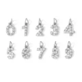 Colgantes de números 0-9 en plata incrustados con circonita cúbica brillante para joyería DIY. - Solo Colgante (Número 0)