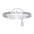 Roestvrijstalen ID-armband voor kinderen met graveerbaar naamplaatje en letter D hanger. - Letter D / Lengte 12-15cm / Staalkleur