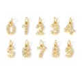 Set de colgantes con números en color oro con circonitas brillantes para collares de bisutería - Solo Colgante (Sin Cadena) (Número 0) / Dorado