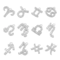 Colgantes de signos del zodíaco plateados con circones brillantes para joyería de moda. - Solo Colgante (Aries) (Sin Cadena)