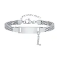 Bracelet gourmette en acier inoxydable avec pendentif lettre strass bijoux mode - Lettre L / Longueur 12-15cm / Acier