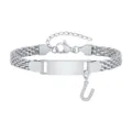 Bracelet ID en Acier Inoxydable Enfant DIY Lettre U Plaque Incurvée Gravable Mode Bijoux - Lettre U / Longueur 12-15cm / Acier