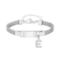 Bracelet gourmette en acier inoxydable avec pendentif lettre E étincelant pour enfants. - Lettre E / Longueur 16-21cm / Acier