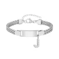 Bracelet Gourmette Acier Inoxydable Maille Argentée Pendentif Lettre J Enfant - Lettre J / Longueur 16-21cm / Acier