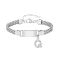 Bracelet en acier inoxydable avec pendentif lettre Q, bijoux tendance DIY pour enfants. - Lettre Q / Longueur 16-21cm / Acier