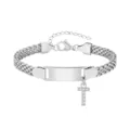 Bracelet gourmette en acier inoxydable pour enfants avec pendentif lettre T gravable. - Lettre T / Longueur 16-21cm / Acier