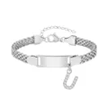 Bracelet Maille Plaque ID en Acier Inoxydable pour Enfant Pendentif Lettre U Mode - Lettre U / Longueur 16-21cm / Acier