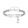Bracelet gourmette initiale Z en acier inoxydable avec pendentif en cristal étincelant modèle. - Lettre Z / Longueur 16-21cm / Acier