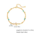 Gold Double Layer Anklet With Turquoise Zirconia Cross 18K Gold Plated 21+5cm Jewelry - Gold