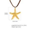 Gold starfish pendant necklace with leopard velvet cord, stylish ocean style jewelry item. - Starfish Pendant Style (NC-2765G) / Gold