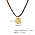 Gold spiral pendant necklace with leopard print velvet cord, stylish women's jewelry accessory. - Small Spiral Pendant Style (NC-2767G) / Gold