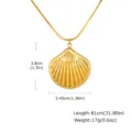 Collana con ciondolo a conchiglia dorata e catena a serpente, gioiello da spiaggia. - Stile Pendente Conchiglia Metallo (NC-2769G) / Oro