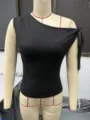 Damen schwarzes schulterfreies Knoten ärmellos Top Sommer Slim Fit Streetwear Mode neu - XS / Schwarz