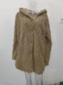 Women's winter solid hooded cardigan button long sleeve casual fuzzy coat outerwear. - Multi Color
