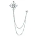 Broche croix en strass de couleur argentée avec double chaîne pour décoration de col. - Style 49