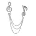 Élégante broche double note de musique en strass chaîne pince de col pour costume homme. - Style 34
