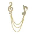 Broche note de musique dorée strass col épingle chaîne costume badge chemise bijoux - Style 35